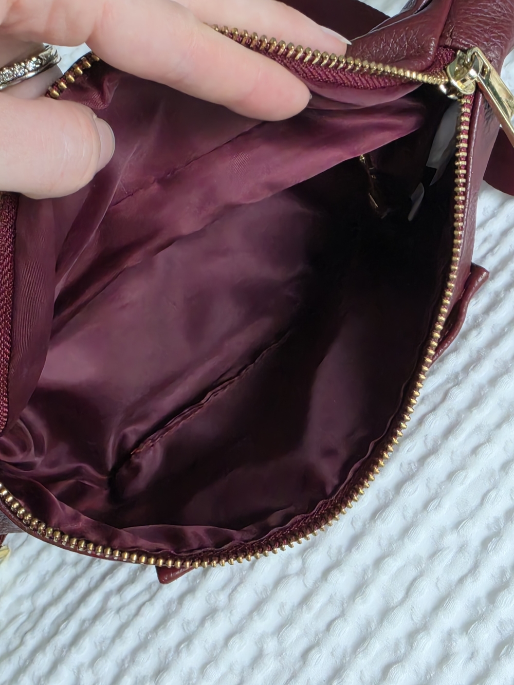 FAWN DESIGN Burgundy Leather Fanny Pack with Gold Hardware - Picture 4 of 7